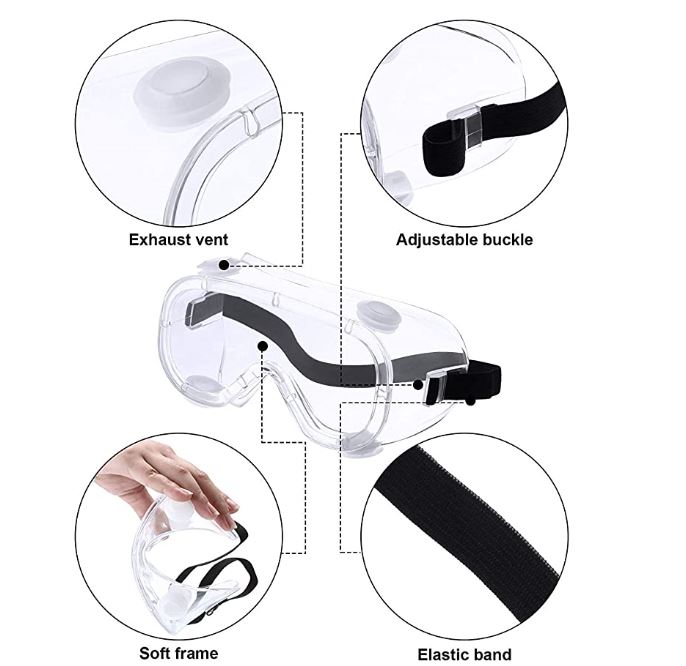 Protective Safety Goggles with Adjustable Headloop, Anti Chemical Splash Impact for Eye Protection